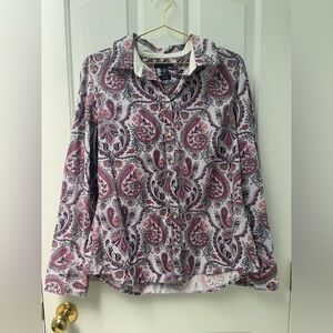 L Tommy Hilfiger Pink & Purple Paisley Button-Down Shirt Women’s